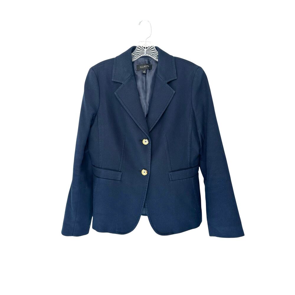 Talbots‎ Blazer Navy Blue Single Breasted Office Work Career Business Size 8